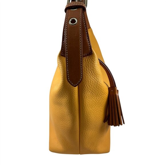 Dooney & Bourke Paige Hobo Bag Purse Dandelion Yellow Pebbled Leather Duck Logo - Picture 8 of 11